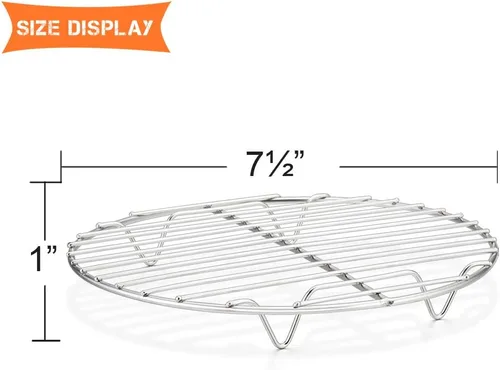 Miniatura 2 de E-far Estantes de cocina para cocinar al vapor de 7½ pulgadas, juego de 2 estantes redondos de acero inoxidable para enfriar hornear, multiusos