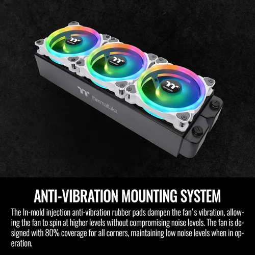 Miniatura 6 de Thermaltake Riing Trio 12 RGB White TT Premium Edition - Paquete de 3, 4.732 pulgadas, 3 anillos LED independientes de 16.8 millones