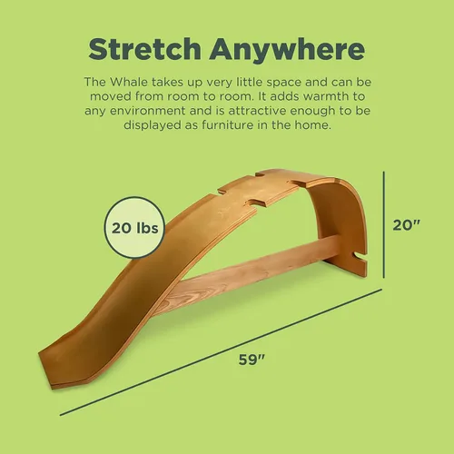 Miniatura 3 de Banco de estiramiento terapéutico de ballena, estirador de columna vertebral de madera natural para aliviar el dolor de espalda, entrenamiento