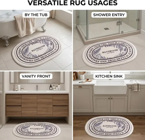 Miniatura 5 de Alfombra de baño en blanco y negro de 20 x 32 pulgadas, súper suave y afelpada, bonita alfombra de baño estética antideslizante, lavable a máquina
