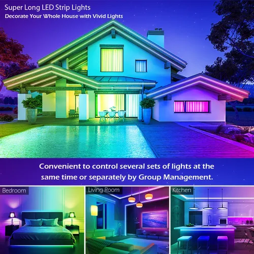 Miniatura 6 de Tira de luces LED inteligentes, con sincronización de música, 5050 RGB, luces que cambian de color, aplicación Bluetooth, control remoto por