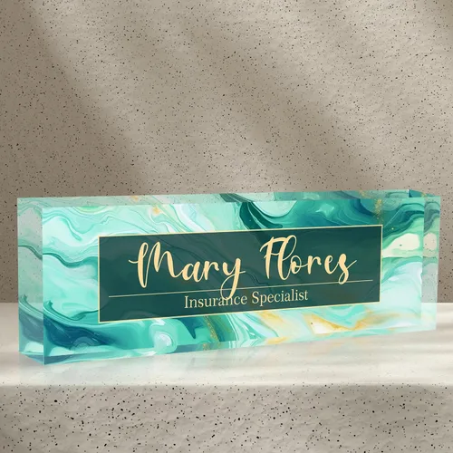 Miniatura 23 de Placa de nombre de escritorio personalizada, diamantes azules, regalo de decoración de oficina para profesores, jefes, empleados