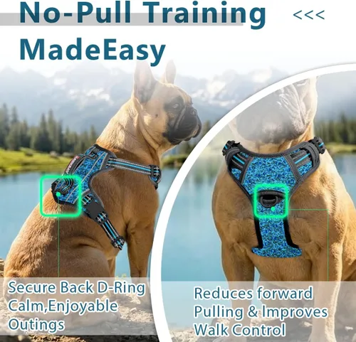 Miniatura 6 de BARKBAY Arnés para perro sin tirones con bolsillo para etiqueta de identificación, resistente, reflectante, fácil control para perros grandes