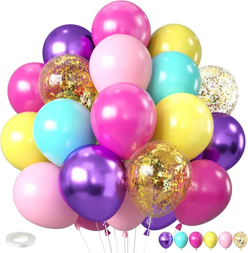 Miniatura 22 de Globos de Frozen, morados, azules, blancos y plateados, 12 pulgadas, copo de nieve, para niña, suministros de fiesta temática, temática de nieve