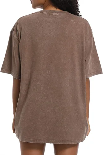 Miniatura 4 de Camisetas de gran tamaño para mujer, estilo vintage, básicas, estilo novio, holgadas, holgadas, estilo grunge, de algodón lavado ácido