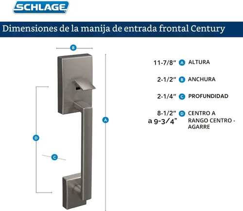 Miniatura 2 de Manija de entrada frontal Century y palanca interior Latitude con vestiduras Century (Negro Mate) FE285 CEN 622 LAT CEN