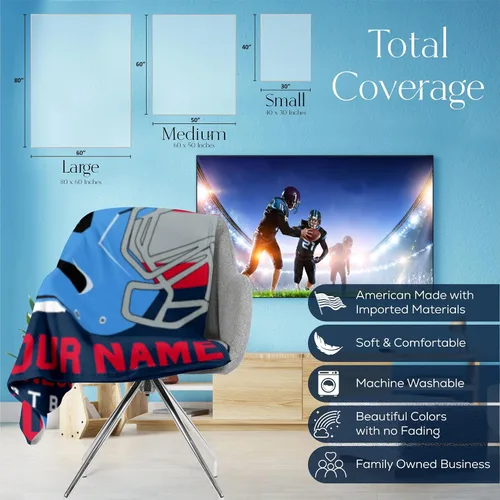 Miniatura 120 de Manta personalizada para fanáticos del fútbol americano – Se envía al día siguiente – Hecha en Estados Unidos – Manta de vellón personalizada