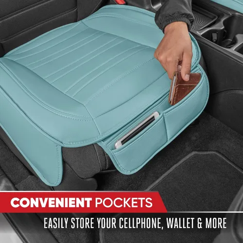 Miniatura 4 de Motor Trend Fundas de asiento para automóviles, camiones, SUV, paquete de 2 fundas de asiento de automóvil acolchadas de piel sintética color menta