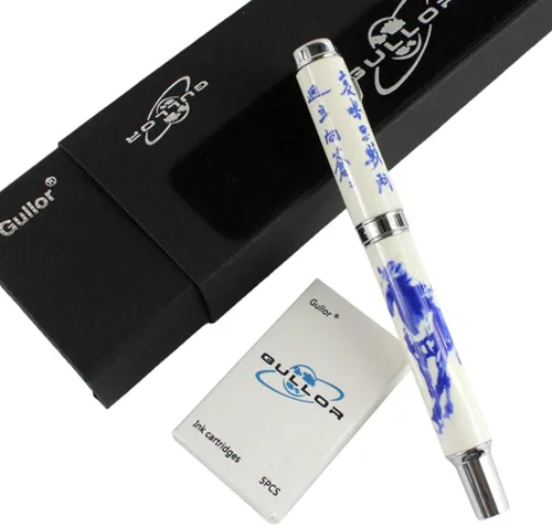 Miniatura 3 de Gullor Jinhao 950 Caballo de porcelana azul y blanco con caja de regalo y cartuchos de tinta