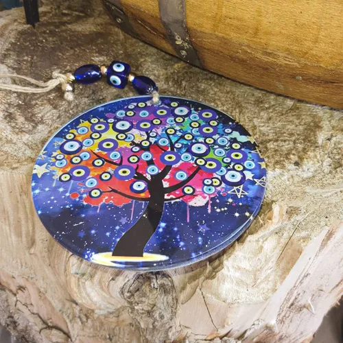 Miniatura 4 de Decoración de pared grande de cristal azul turco hecha a mano para colgar en la pared del hogar, amuleto de nazar, cuentas de protección griega