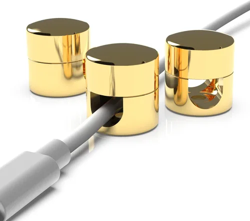 ICONIT Anclajes de cable para organización de escritorio, color dorado, organizadores de cables de aluminio de alta calidad, cargador + clips de