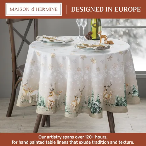 Miniatura 2 de Maison d' Hermine Mantel 100% algodón para mesas de cocina/comedor, fiestas, bodas, Acción de Gracias/Navidad (Redondo, 69 pulgadas de diámetro)