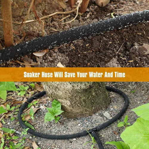Miniatura 6 de Manguera de remojo de 10 pies para camas de jardín, interfaz de latón macizo para riego, ahorra un 70% de agua, goma resistente de 1/2 pulgada