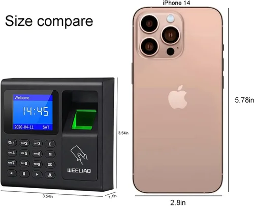 Miniatura 2 de WEELIAO Máquina de asistencia de tiempo, huella dactilar, contraseña, reloj de tiempo para empleados con escaneo de dedos, RFID y perforación de PIN