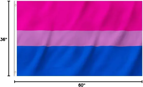 Miniatura 5 de EKEV Bandera de orgullo bisexual de 3 x 5 pies, banderas LGBT bi gay con ojales de latón y cabecera de lona y doble costura y colores brillantes