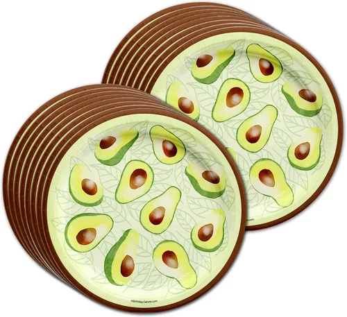 Miniatura 2 de Juego de suministros para fiesta de cumpleaños de aguacate, platos, servilletas, vasos, vajilla para 16