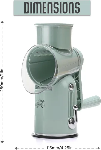 Miniatura 4 de Rallador de queso rotativo 5 en 1 con manivela – Rallador de verduras multifuncional, triturador de nueces y queso – Rallador de alimentos fácil