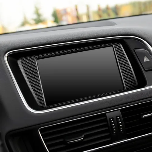 Miniatura 6 de Fibra de carbono, para accesorios Audi, cubierta de marco de navegación de automóvil, panel de consola central, ajuste interior para Audi Q5 Negro