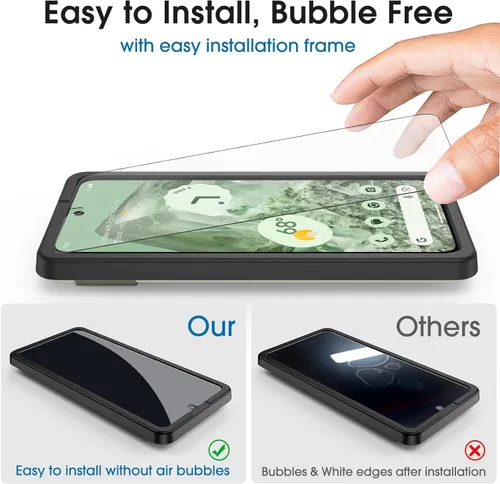 Miniatura 5 de amFilm Paquete de 3+1 protector de pantalla para Google Pixel 8 de vidrio templado de 6.2 pulgadas, compatible con huellas dactilares ultrasónicas