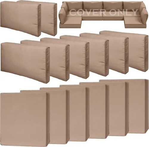 Miniatura 24 de Juego de 9 piezas de fundas impermeables para cojines de patio al aire libre, juego de reemplazo para muebles de sofá seccional de ratán entretejido