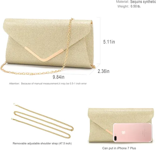 Miniatura 5 de Bolsos de mano brillantes para mujer, bolso de noche para mujer, bolso de mano para mujer, bolso de mano para fiesta, graduación, boda