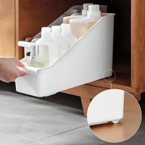 Miniatura 3 de Organizador y almacenamiento de armario de cocina, estante de plástico para botellas de especias, estante con ruedas, organizador de despensa, cesta