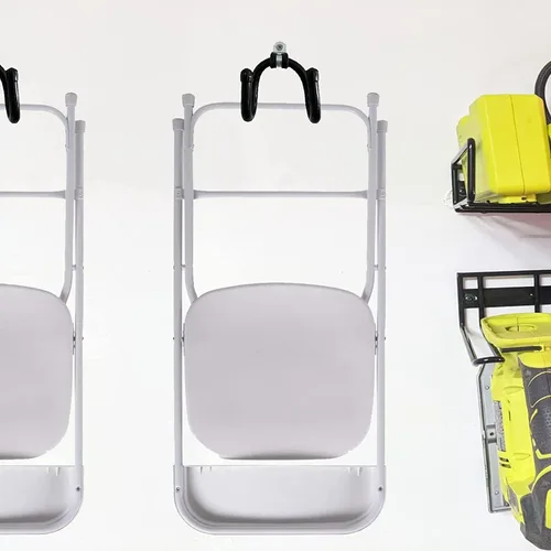 Miniatura 4 de AUXPhome Paquete de 4 estantes de almacenamiento para sillas, organizador y colgador de sillas plegables montadas en la pared, organizador