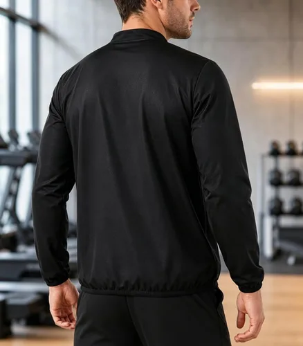 Miniatura 3 de NINGMI Traje de sauna para hombre, chaqueta para sudar, camisa de manga larga, trajes de entrenamiento con cremallera, gimnasio, ejercicio, fitness