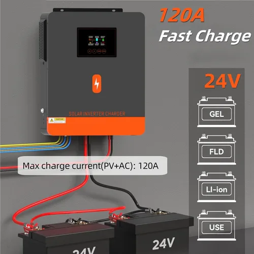 Miniatura 3 de PowMr Inversor solar de 3600 W, 24 V CC a 110 V CA, inversor de corriente de onda sinusoidal pura con controlador MPPT de 120 A y cargador de CA