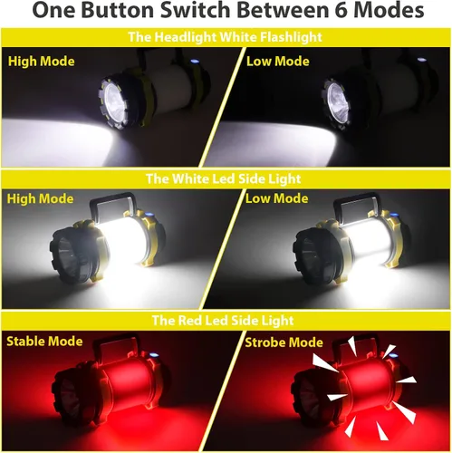 Miniatura 3 de Paquete de 2 linternas de campamento, luz LED para acampar al aire libre, linternas recargables con 1000 lm, 6 modos, banco de energía de 4000 mAh