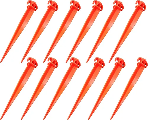 12 estacas para tienda de campaña de 11 pulgadas, estacas de plástico duraderas y fuertes para tienda de campaña para alfombra de playa, tienda de
