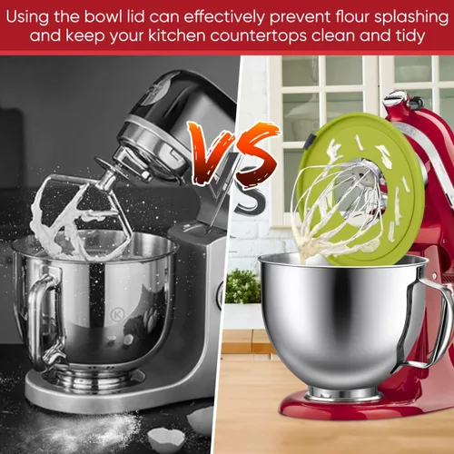 Miniatura 5 de Tazón de acero inoxidable compatible con mezclador Kitchenaid de 4.5/5 cuartos de galón, con tapa, cuenco inoxidable de 5 cuartos de galón