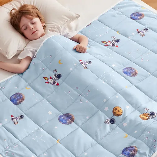 Miniatura 31 de anfie - Manta con peso para niños (40 x 60 pulgadas, 7 lb), manta refrescante para dormir, tamaño de manta ligera, transpirable, con cuentas de Gris