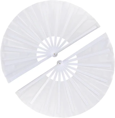 Miniatura 20 de Paquete de 2 Abanicos de Mano Plegables Grandes con Purpurina para Baile en Línea, Abanico Popping Grande Rave para Baile Boots On The Ground, Dorado