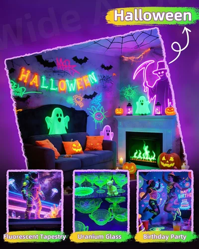 Miniatura 6 de YQNLIFA Luz LED negra de 50 W, luz de inundación de luz negra con enchufe + cable de 6 pies, luces negras impermeables IP66 para luces de Halloween