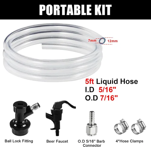 Miniatura 2 de MRbrew Kit de montaje de línea de cerveza con cerradura de bola de 5 pies, línea líquida de 3/16 pulgadas con grifo de picnic, tubo de preparación