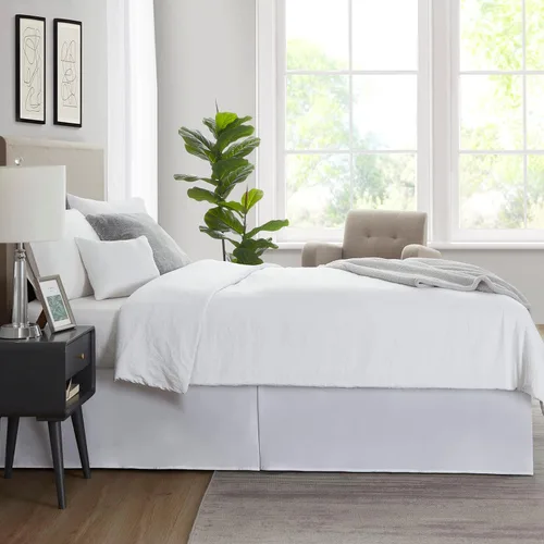 Miniatura 7 de Nestl Falda de cama individual blanca – Falda de cama de tamaño individual de 14 pulgadas de caída – Faldas de cama de microfibra cepillada – Falda