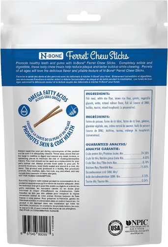 Miniatura 2 de N-Bone Palitos masticables para hurones sabor salmón, bolsa de 1.87 onzas