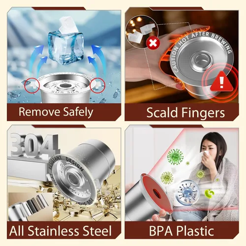 Miniatura 4 de Paquete de 2 cápsulas de café K reutilizables para Keurig 1.0: K Cups de acero inoxidable recargables - Filtros de café reutilizables para máquina