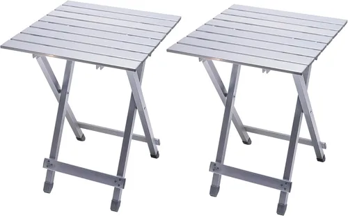 SUNNYFEEL Mesa de camping plegable – Mesa de picnic portátil de aluminio ligero, 18.5 x 18.5 x 24.5 pulgadas para cocinar, playa, senderismo,