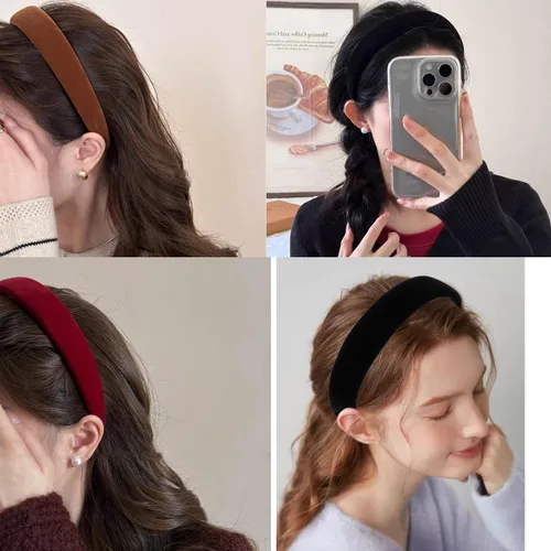Miniatura 3 de Diademas anchas de terciopelo para mujer, diademas suaves para mujer, diademas de moda para mujeres y niñas, diadema antideslizante a la moda