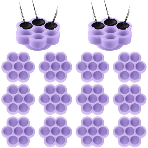 Miniatura 8 de Maitys 200 piezas de pegamento de flores, soporte para pegamento de pestañas, extensión de pestañas con volumen, almohadilla de paleta de flores