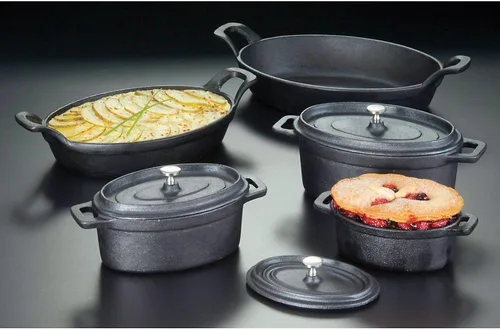 Miniatura 2 de American Metalcraft CIPOV9567 - Cacerola ovalada de hierro fundido con asas, 12 pulgadas de largo x 6.75 pulgadas de ancho, color negro