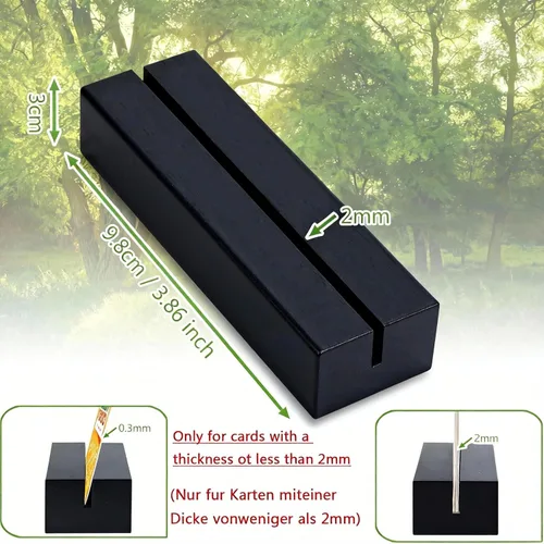 Miniatura 2 de 10 soportes de madera para tarjetas de lugar, color negro, soportes para tarjetas de fotos de madera para bodas, banquetes y fiestas, soporte