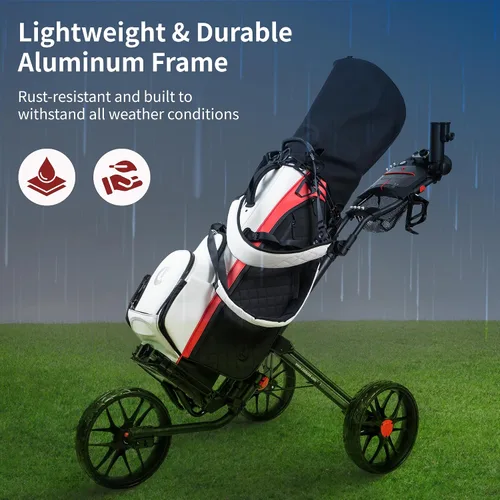 Miniatura 6 de Caddytek CaddyLite 15.3 V2 - Carrito de golf para empujar, ligero, plegable, de aluminio con ruedas EVA, freno de pie, mango ajustable, soporte