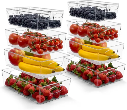 Miniatura 11 de Sorbus Juego de 10 Contenedores de Plástico Transparente Medianos – Contenedores Transparentes para Organizar, Organizadores de Refrigerador