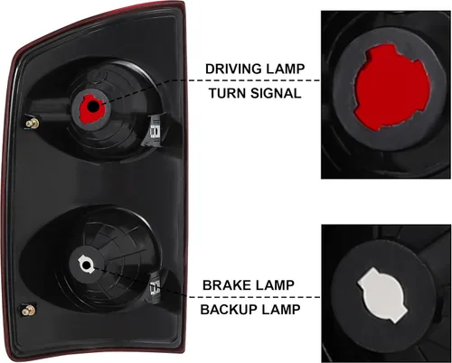 Miniatura 3 de Luz Trasera Compatible con 2007 2008 Dodge Ram 1500/07 08 09 Ram 2500 3500 Lámpara de Freno Trasero rojo (Red - R)