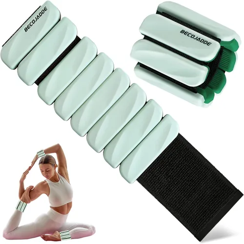 Miniatura 20 de BECOJADDE Juego de 2 pesas para tobillo (1 libra/2 libras cada una) para mujeres y hombres, pulsera ajustable para muñeca para gimnasio en casa