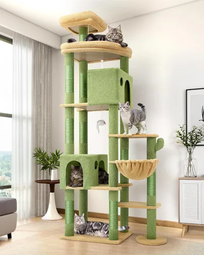 Miniatura 10 de Globlazer Árbol gigante para gatos, árbol para gatos de interior de 83 pulgadas para gatos grandes y adultos, torre XXL para gatos con 9 postes gris