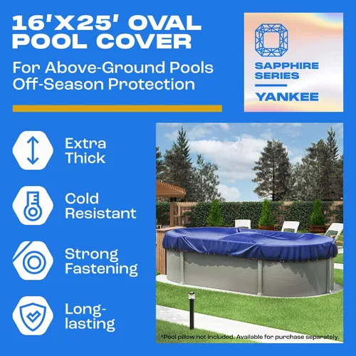 Miniatura 8 de Yankee - Cubierta para piscina ovalada 12 x 18 pies Cubierta ovalada de invierno para piscinas sobre el suelo Extra gruesa y duradera